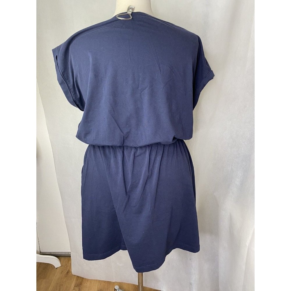 Calvin Klein Womens Casual Shirt Dress Navy Blue Spell Out Knee Length Size XXL - Picture 5 of 13